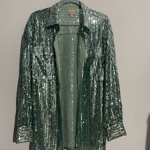INC International Concepts Men's Green Sequin Shirt